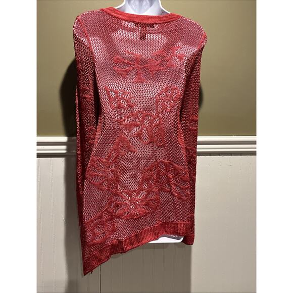 Inc International Concepts Top Womens M Red Mesh Asymmetrical Crochet Cover Up - Picture 7 of 7
